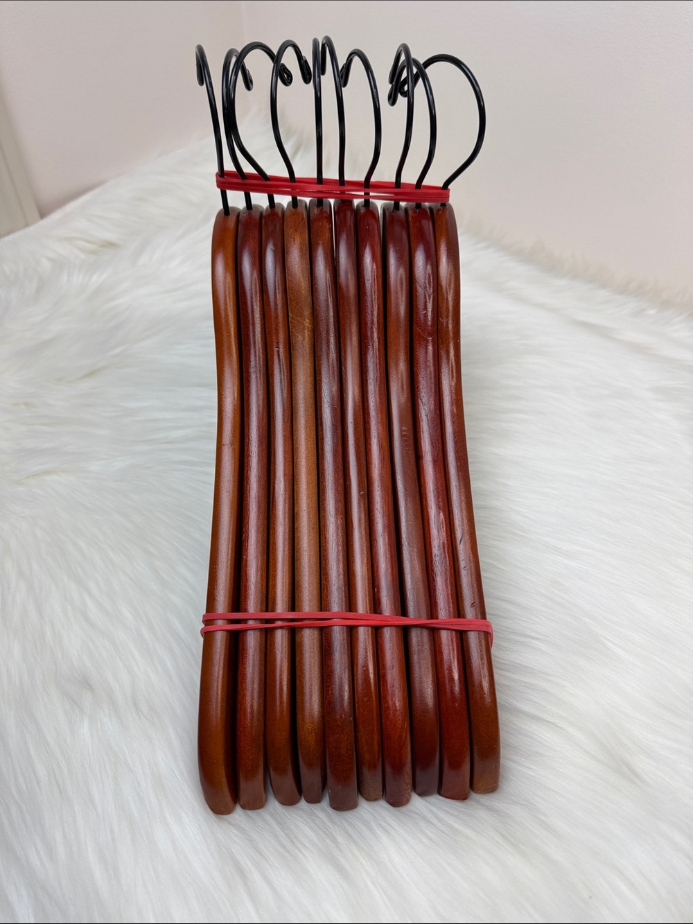 Brookstone Premium Wooden Suit Hangers in Mahogany  - Set of 10